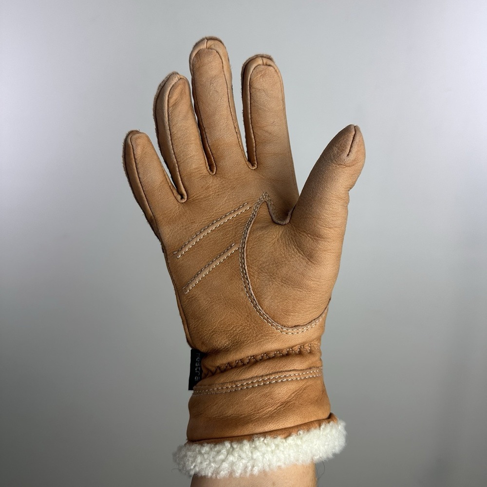 Hestra Deerskin Primaloft Gloves Women 7 Tan Deerskin Lamb Fur - Picture 6 of 9